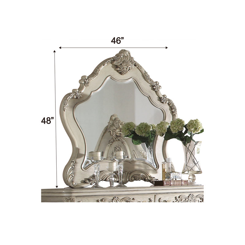 Cha Traditional Beveled Dresser Mirror, Antique White