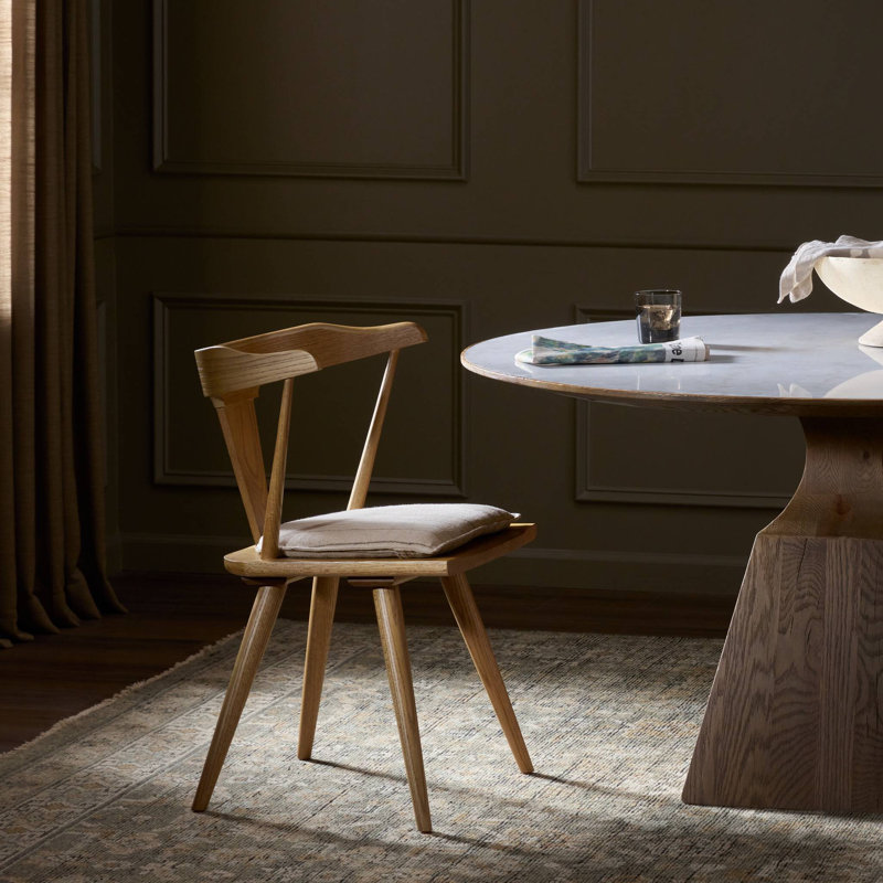 Ripley Dining Chair with Cushion, Whiskey Saddle, White