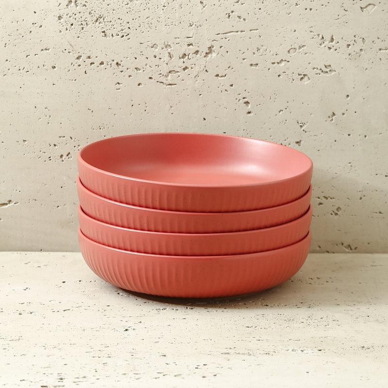 Stone Lain Logan 4-Piece Bowl Set Stoneware, Orange