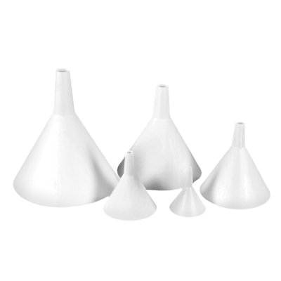 Entonnoir tout usage en plastique Fox Run 5300, blanc, mini, petit, moyen et grand