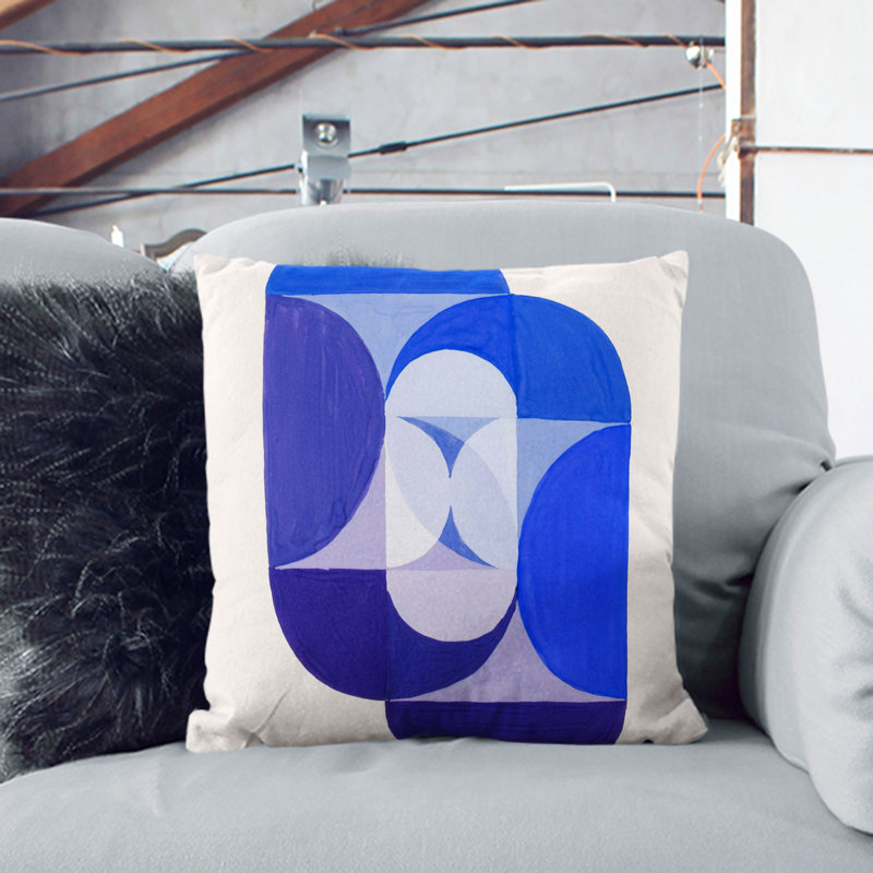 Key Blue Scatter Cushion with Filling, 40cm H x 40cm W x 15cm D, White