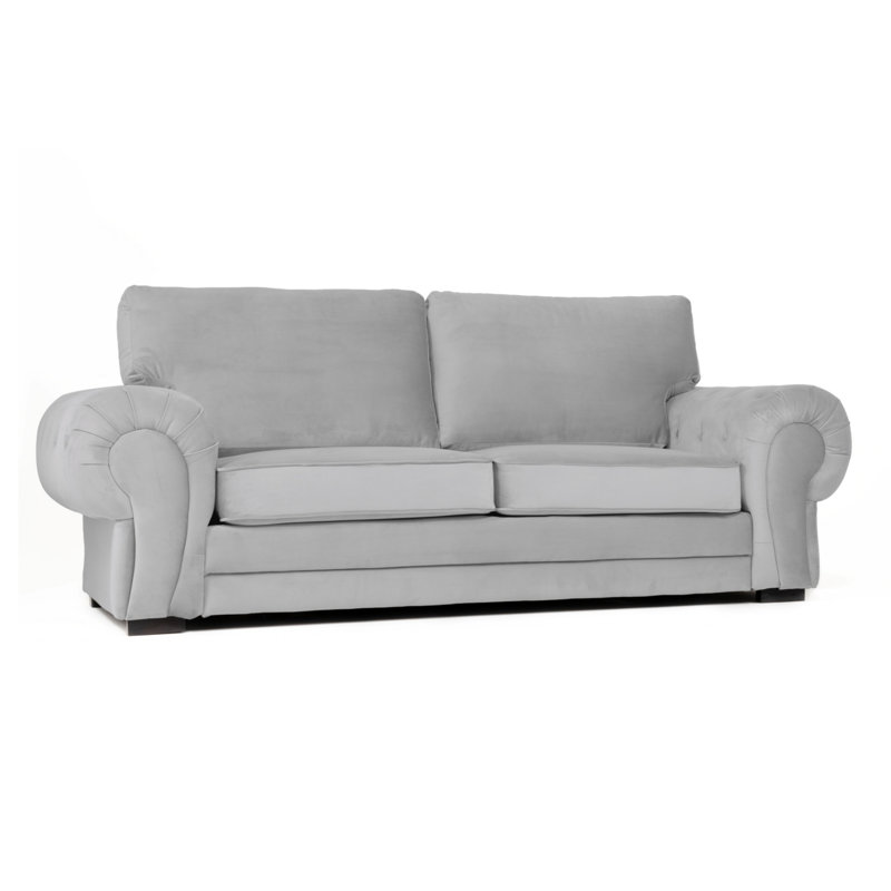 Fonda 3 Seater Velvet Sofa, Silver