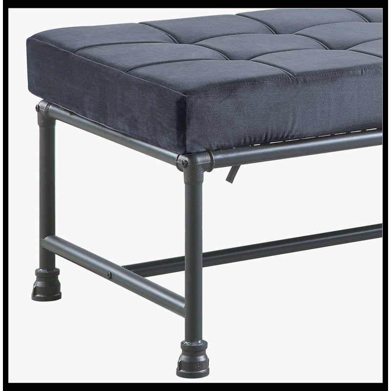 Banc en velours Brantley et finition gris sable