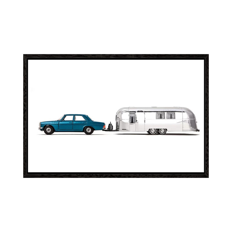 Airstream Car - Print on Canvas, 101.6 cm H x 66.04 cm W, Black Framed