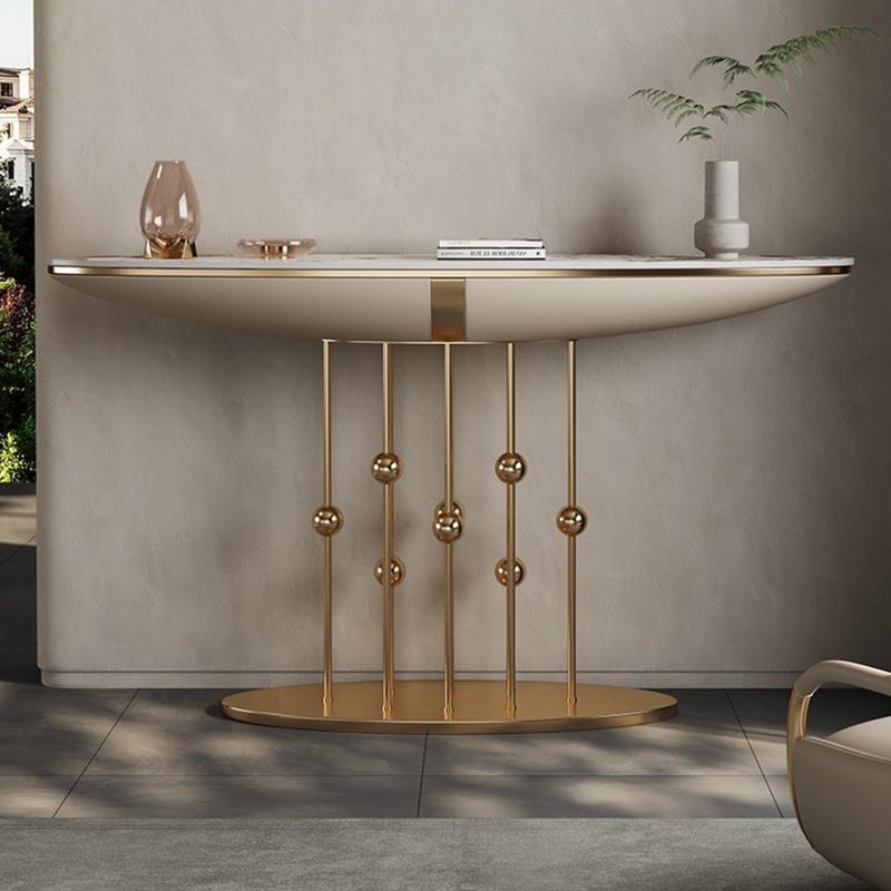 Console en acier inoxydable de style français, H 33,4 po x l 59 po x P 13,7 po