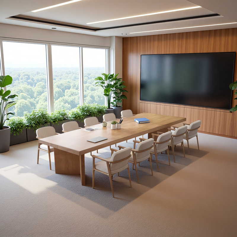 Modern Rectangular Solid Wood Conference Table