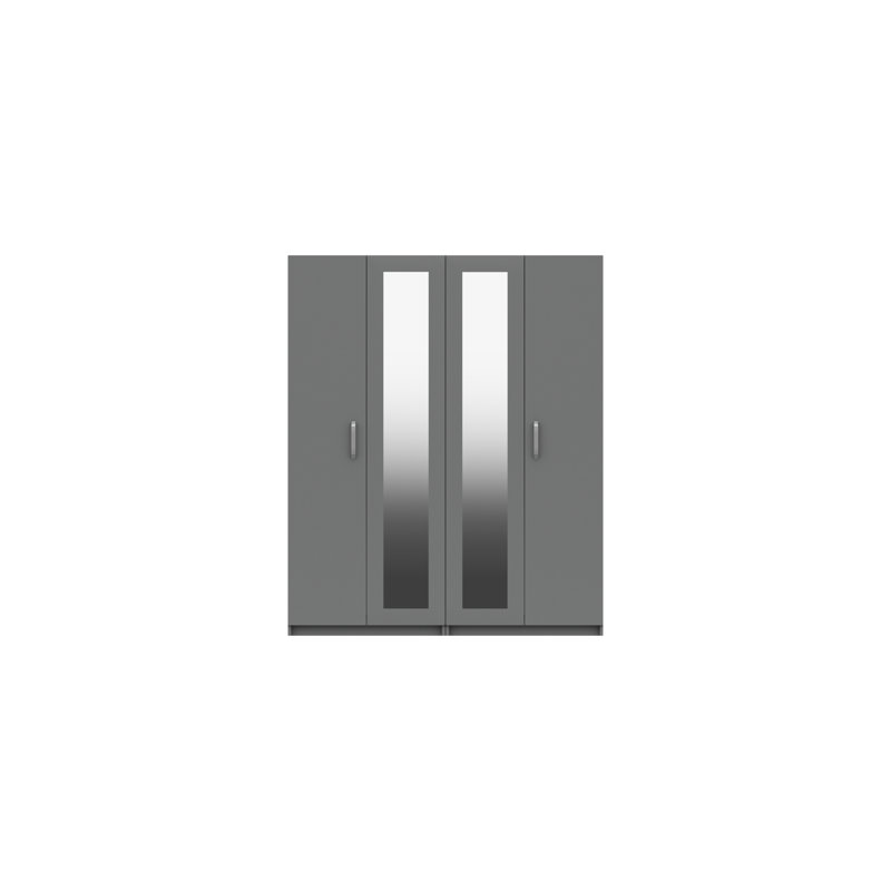Narvaez 4 Door Manufactured Wood Wardrobe, Dust Grey Gloss