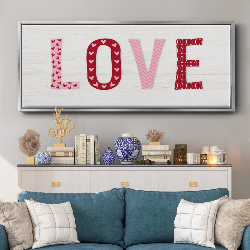 Motif d'amour - toile encadrée, H 24 po x l 60 po