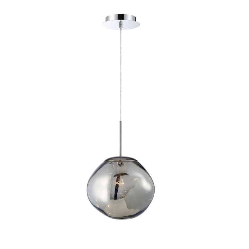 Luminaire suspendu simple en verre 13 pouces Bankwell, Chrome