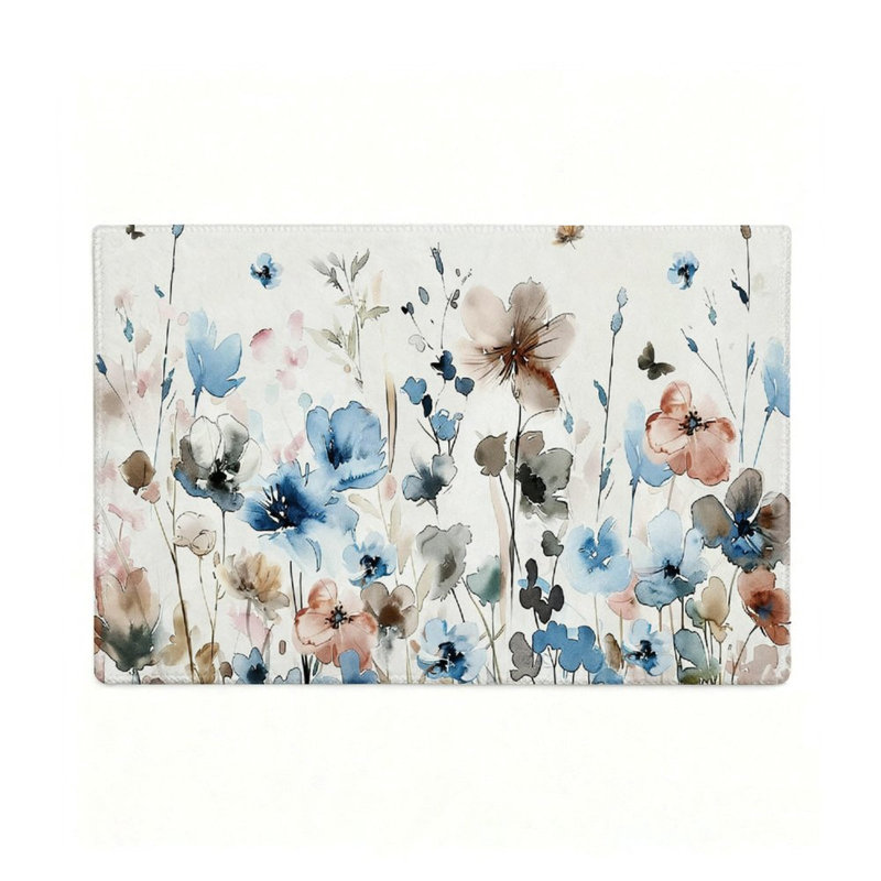 Tapis à motif floral aquarelle, décor bohémien, 47 po x 31 po