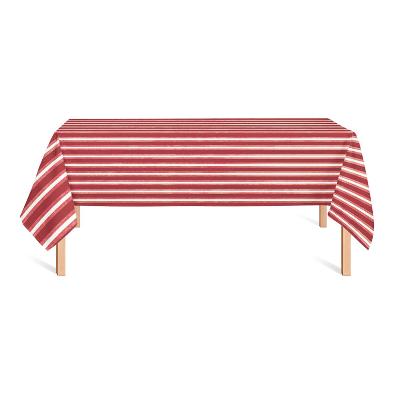 Nappe rectangulaire à rayures en polyester, Rouge