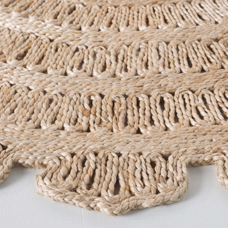 Tapis en jute tissé à plat Mufid, Rond 3 pi