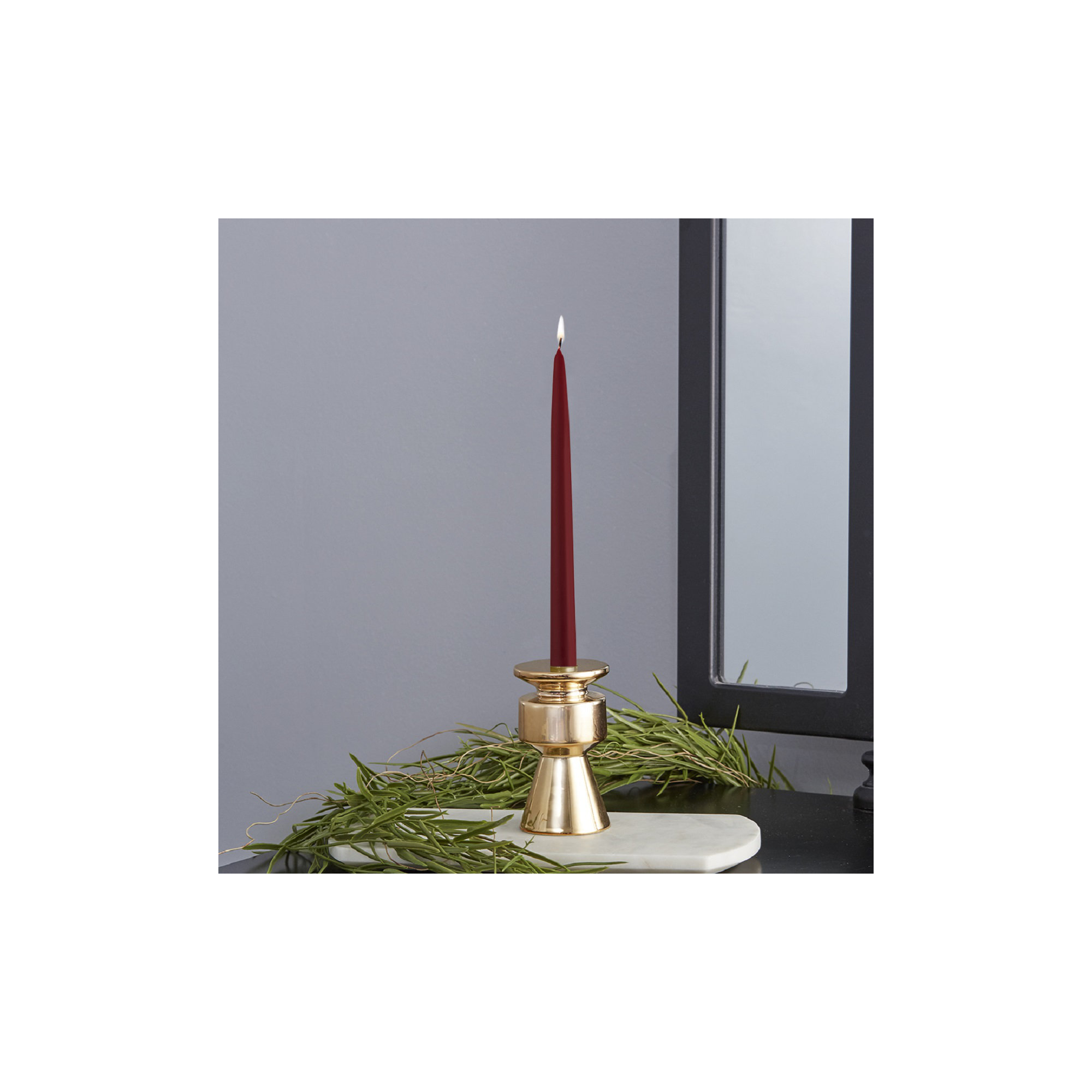 12 Piece Unscented Taper Candle Set, Garnet, 9" H x 0.88" W x 0.88" D