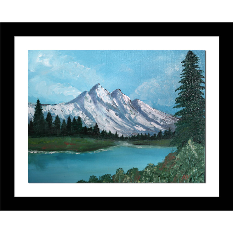 «Mountain Stream» par Amy Valiante - reproduction d'art, Papier encadré noir, Blanc, H 23 po x l 19 po x P 2 po