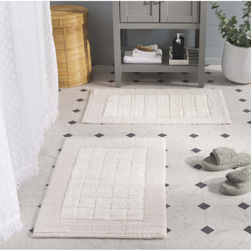 Tapis de bain Bennett Boarder Grid, Ivoire ivoire