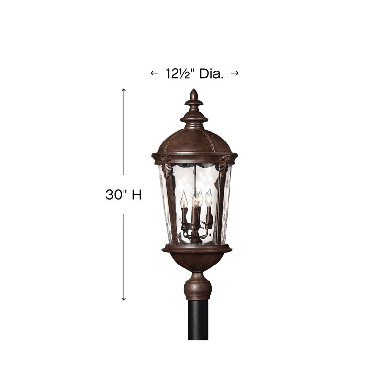 Windsor 30" Four-Light Candle Outdoor Post/Pier Mount Lantern, River Rock