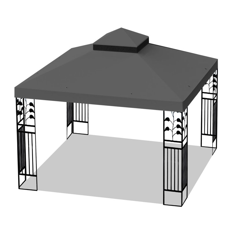 Abri de jardin extérieur pour patio 10 pi x 10 pi - Protection de remplacement à deux niveaux, trous de drainage, accumulation d'eau, répulsif gris, rendant l'espace invitant