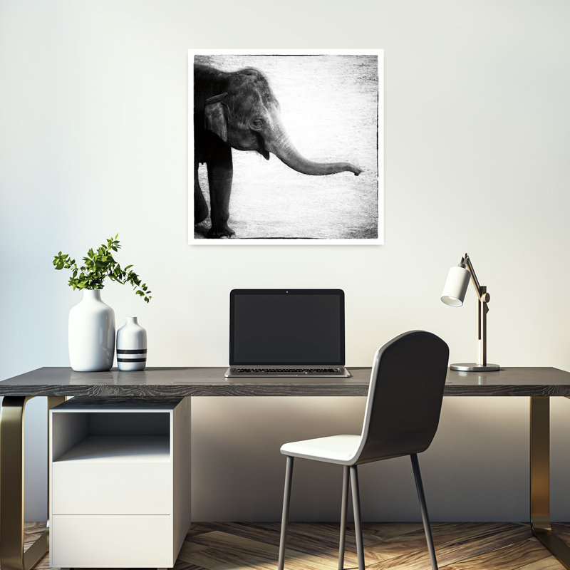 Éléphant II, art contemporain éléphant, H 18 po x l 18 po