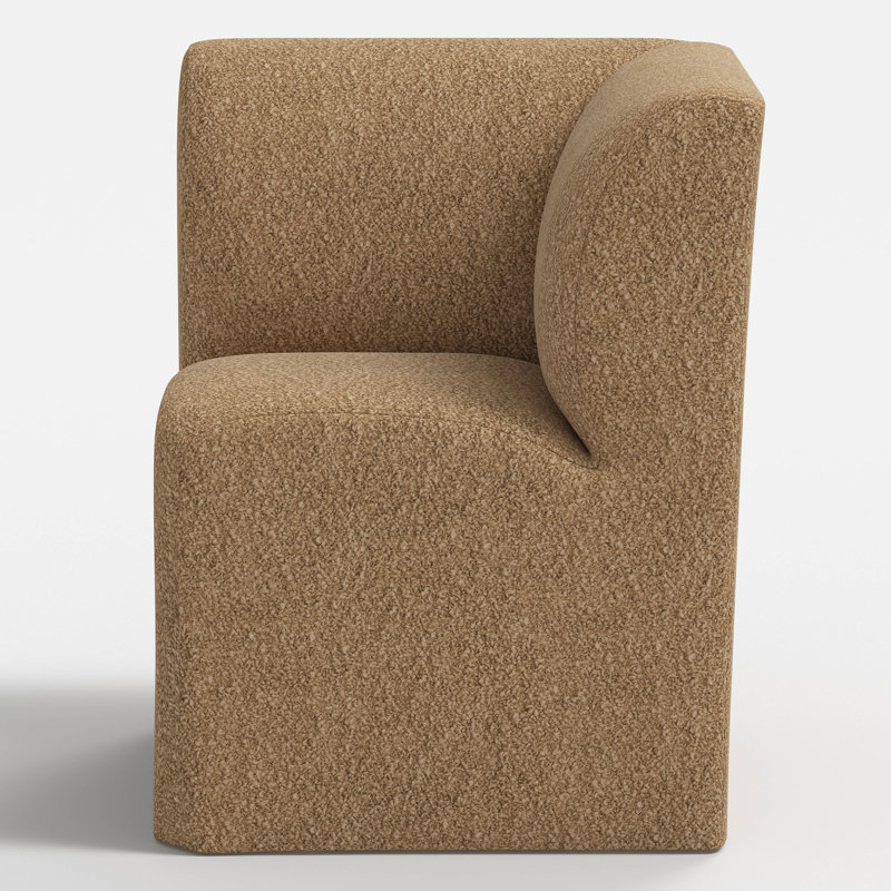 Chaise de coin Sophia, Tissu bouclé chameau moelleux