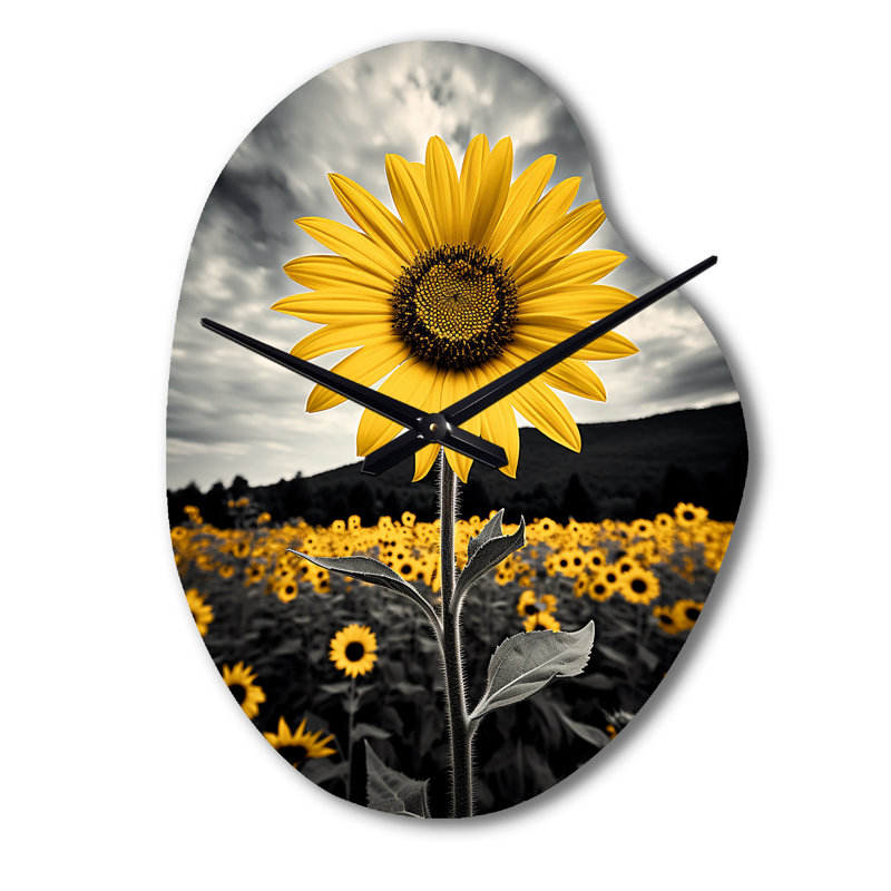 Horloge murale en forme de tournesol jaune, jaune et brun, Petit