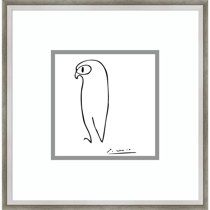 Chouette par Pablo Picasso - reproduction de cadre photo, H 16 po x l 16 po, Laiton poli doré