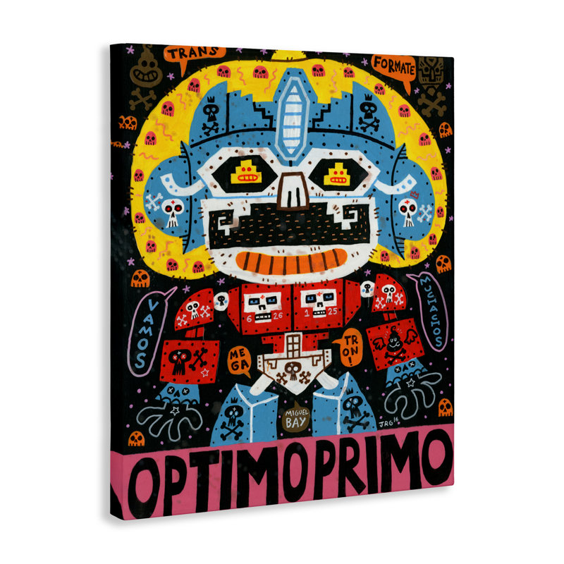 Iconic Robotic Character Collage Canvas, design by Jorge R. Gutierrez, 40" H x 30" W