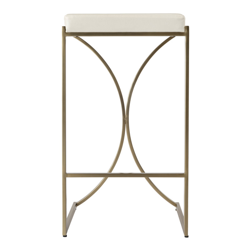Natalya 24" Bar Stool, Bar Stool (31” Seat Height), Gold, Cream