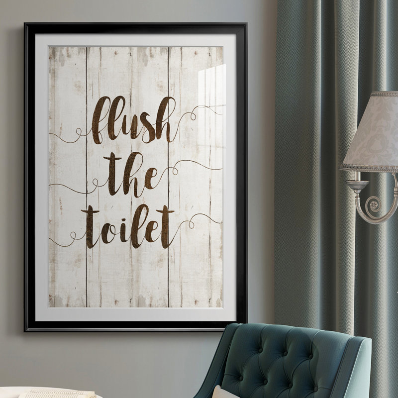 «Flush The toilettes», reproduction d'art textuel sur cadre photo, H 30,5 po x l 42,5 po x P 1,5 po, Noir