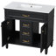 Ensemble de meuble-lavabo 36 po avec lavabo, armoire noire autoportante, lavabo en céramique, portes à fermeture douce, tiroirs de rangement | Idée de cadeau
