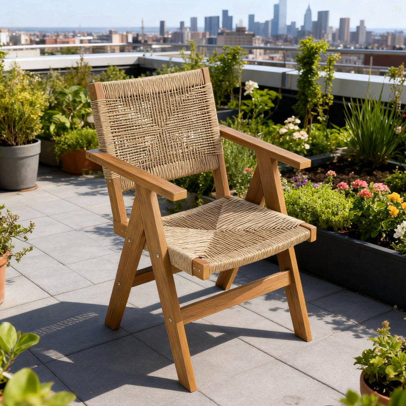 Outdoor Lounge Chair, Made Of Sturdy HIPS Material, Equipped With 304 Stainless Steel Accessories, Teak