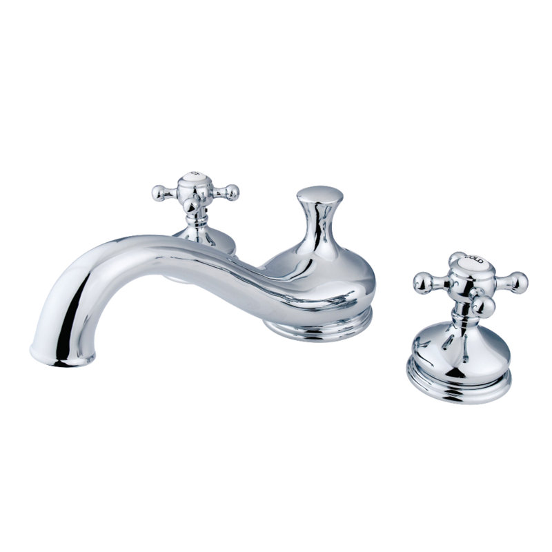 Kingston Brass Vintage Two-Handle 3-Hole Deck Mount Roman Tub Faucet, Polished Chrome