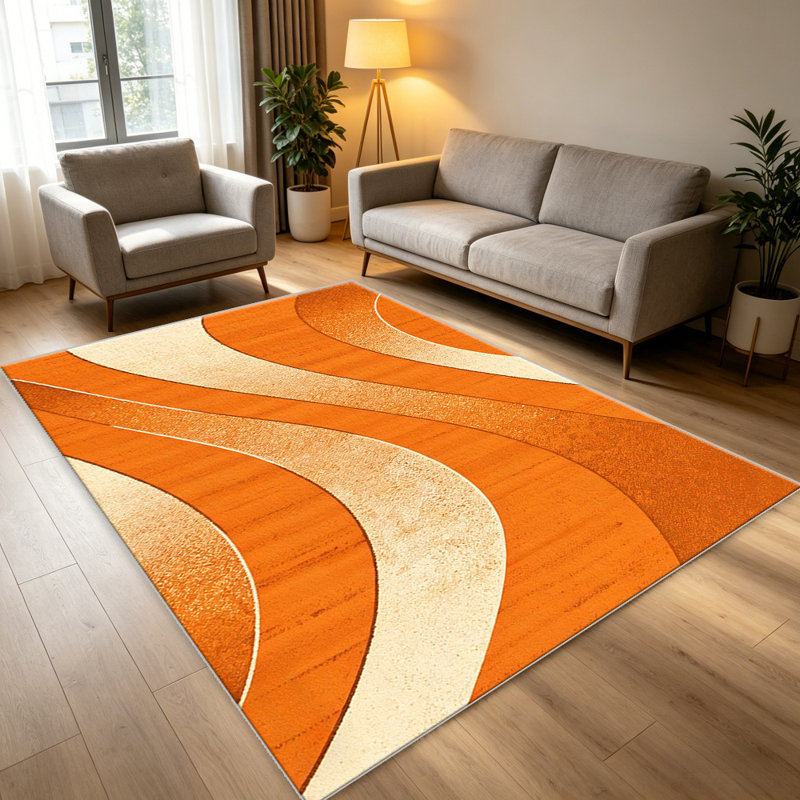 Abstract Orange Beige   area rugs for Living Room, Soft and Comfortable, Suitable for all seasons, easy to maintain, machine washable Indoor floor mat, Under Table Farmhouse suitable for Bedroom, Dining Room, Study,  Balcony, Home Decor Patio