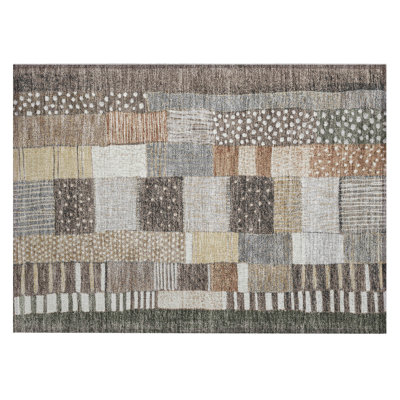 Machine Washable Indoor/Outdoor Xhevrie Brown Rug