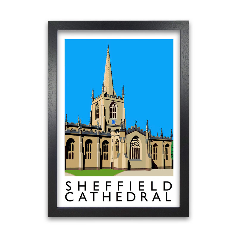 Sheffield Cathedral by Richard O'Neill - Single Picture Frame Print, 84.1 cm H x 59.4 cm W, Black