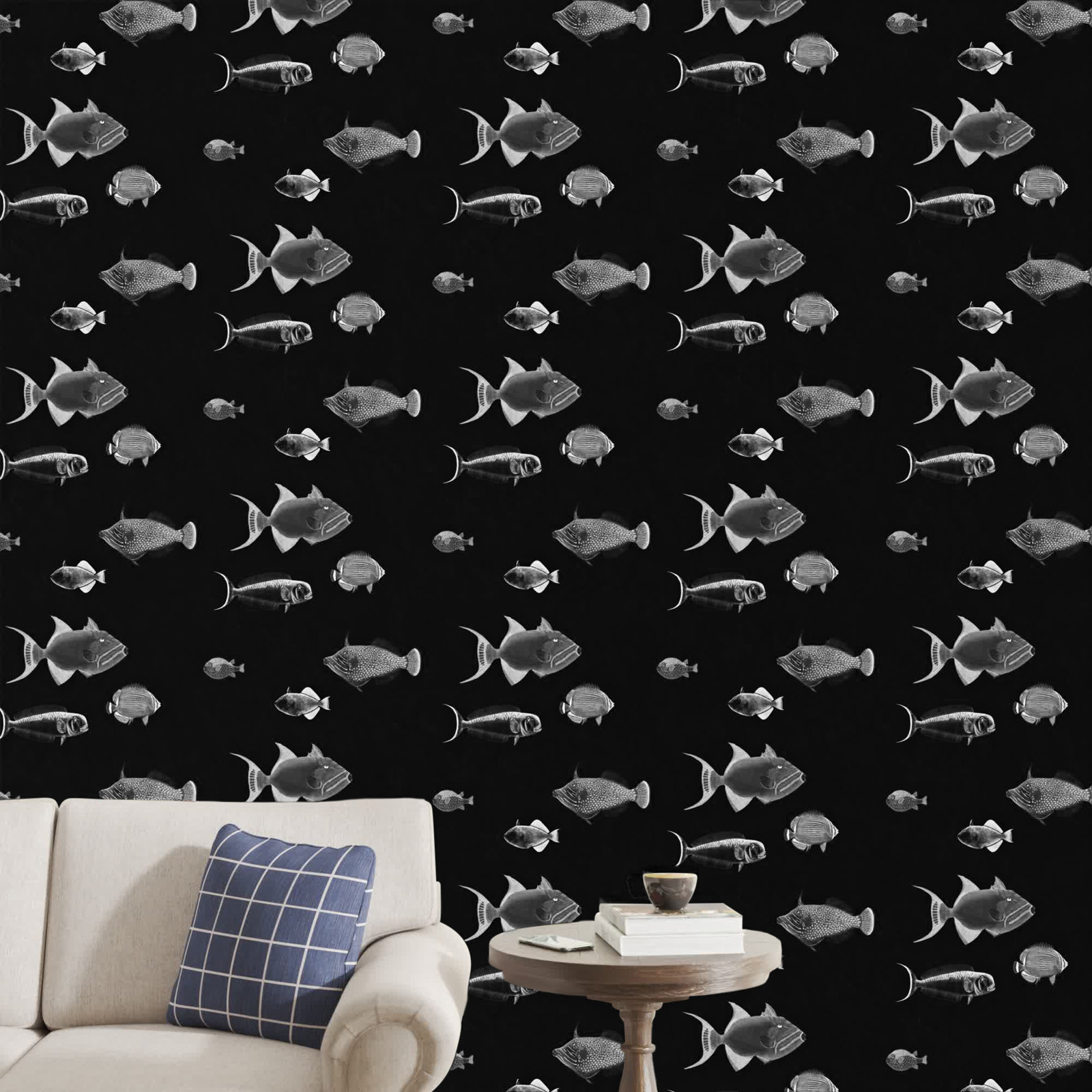 Kelsey Wallpaper, Black/White