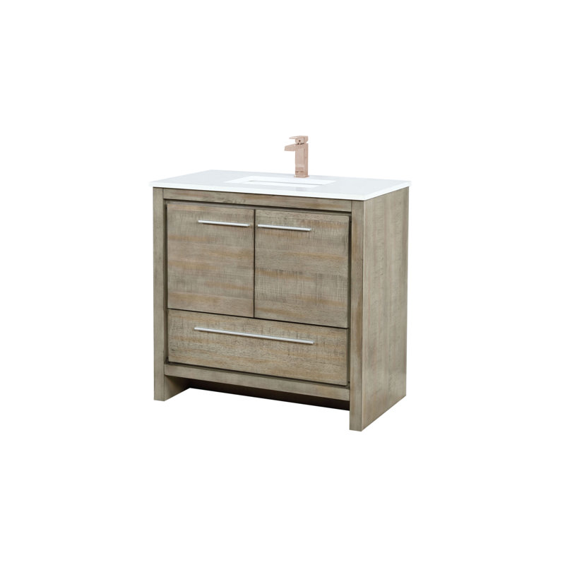Lafarre 36 in W x 20 in D Single Bath Vanity and Faucet Set, Rustic Acacia, White Cultured Marble