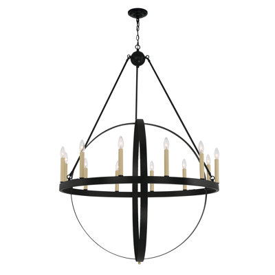 Dereham 12 - Light Dimmable Wagon Wheel Chandelier