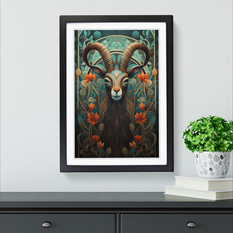 Goat Art Deco Art - Framed Print