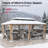 SUNJOY 12x20 Cedar Wood Gazebo with Galvanized Steel Roof and Curtains