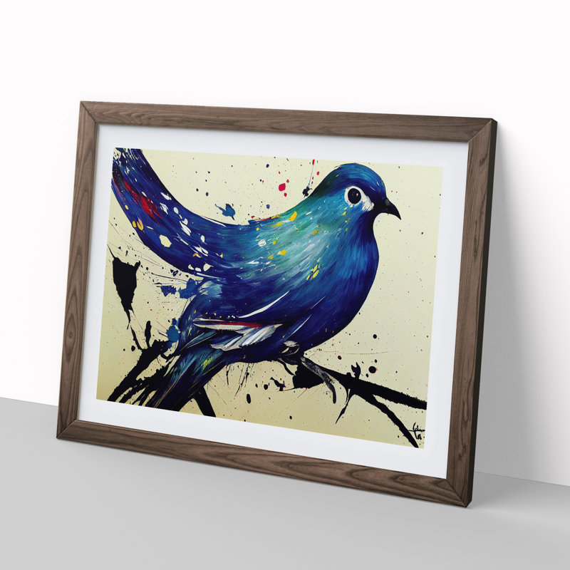 Dove Bird Splash Vol.3 Abstract - Single Picture Frame Print, Walnut Framed, 46cm H x 64cm W x 2cm D
