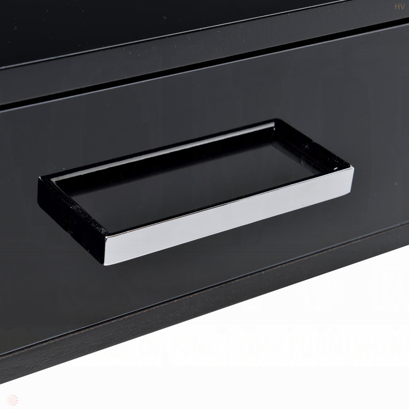 Bureau d'écriture 2 tiroirs ultrabrillant et chromé