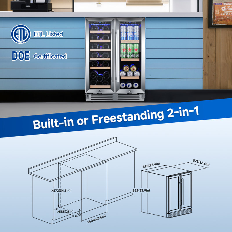 BODEGA 57 Cans (12 oz.) Freestanding Beverage Refrigerator with Wine Storage with Smart APP Control