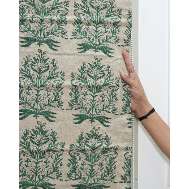 Revêtement de fenêtre en lin épais vert à motif romain en lin épais pour cuisine, salle de bain et bureau, 36" W X L 64