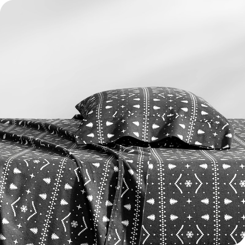 Winter Alpine Gray Cotton Flannel Twin XL Sheet Set