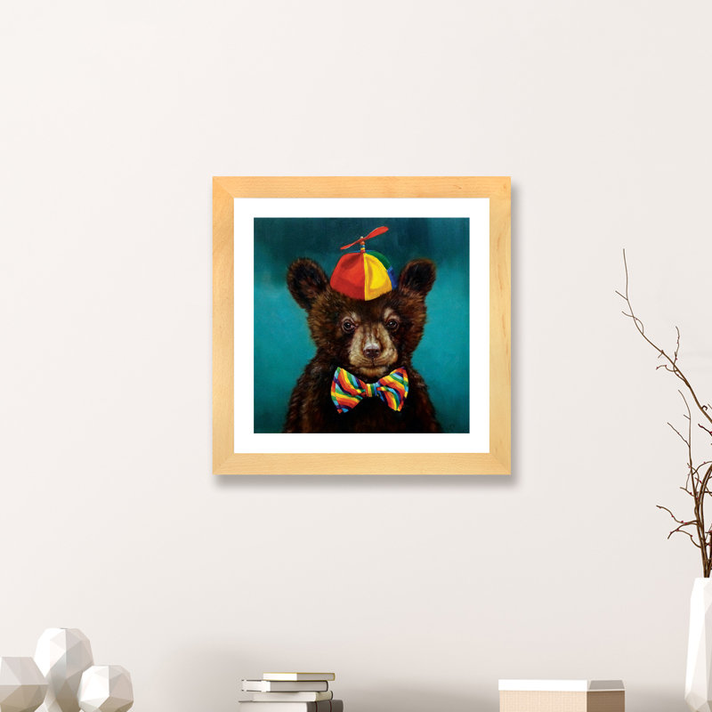Art encadré d'un bébé ours, H 24 po x l 24 po x p 1 po, Papier encadré naturel