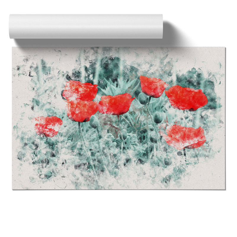 Field of Poppies Watercolour - Frameless Print, 30cm H x 42cm W x 0.1cm D