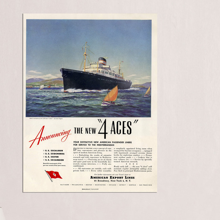Cunard Line - Wrapped Canvas Rectangle Print, 120cm H x 90cm W x 1.8cm D