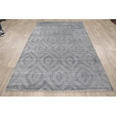 Tapis décoratif en laine noué à la main de conception unique 4 pi 11 po x 7 pi 9 po noué à la main New Age
