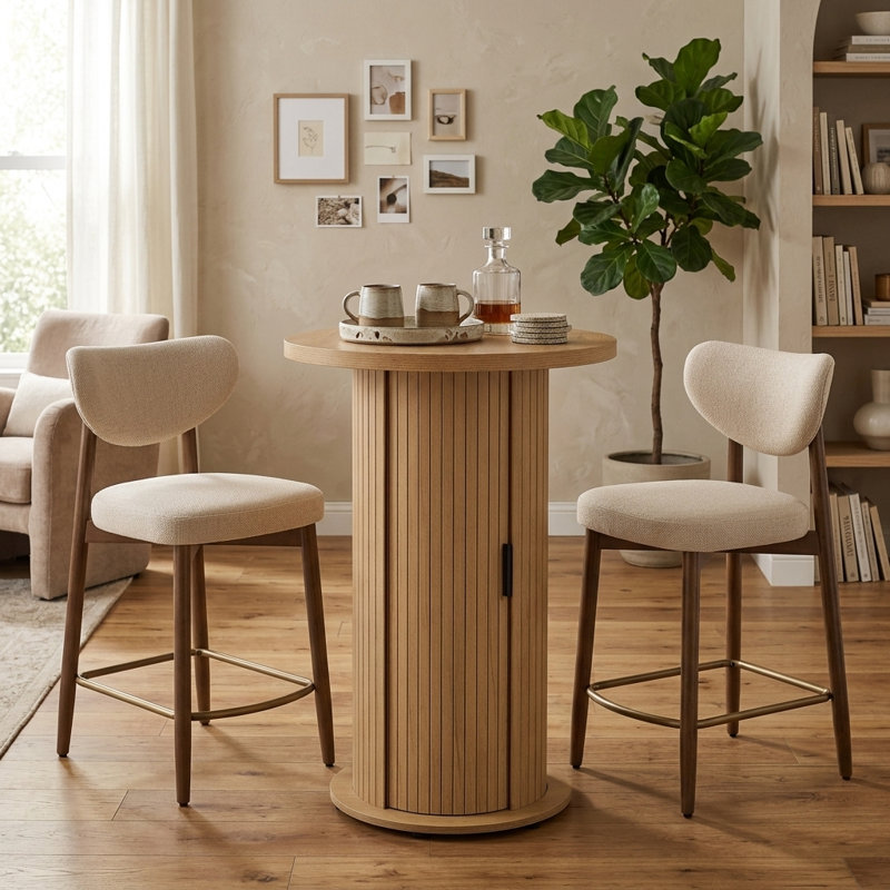 Ensemble de tabourets de bar et tables de bar rembourrés