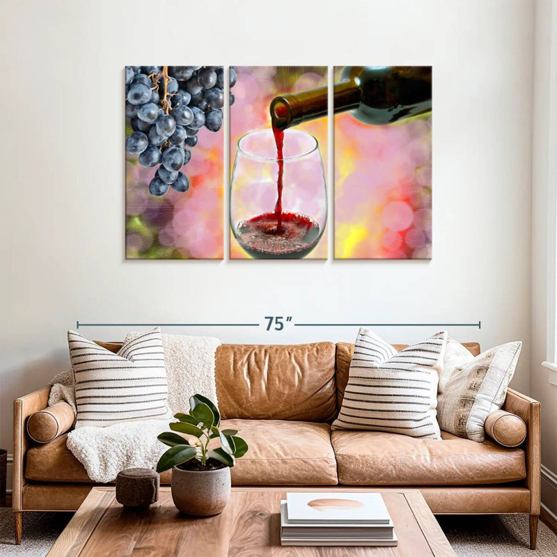 Yarlin décantant le vin rouge au verre, H 36 po x l 57 po